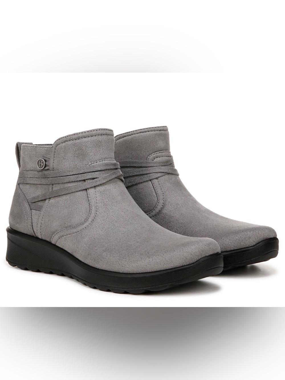 Bzees Grey Slip-On Ankle Booties Size 9 Wide